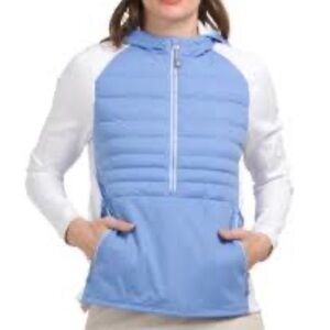 Peter Millar Light Blue/White Puffer Jacket - like new!  Perfect for spring golf